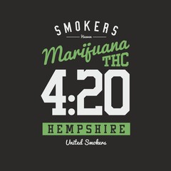 Obraz premium College Varsity Marijuana Weed Print Design Vector