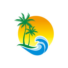 Fototapeta na wymiar beach sunset logo image vector