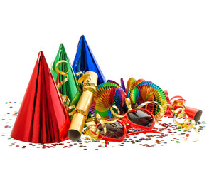 Serpentine, garlands, streamer, confetti. Carnival party decorat