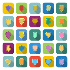 Shield color icons with long shadow