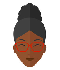 Pleased woman with her eyes closed.