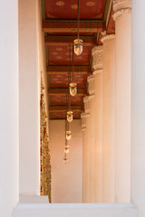 Lamps and ceiling in temple