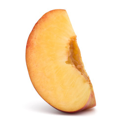 Nectarine fruit slice isolated on white background close up
