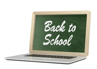 Laptop with chalkboard, back to school, online education concept