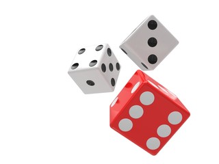three dices on white