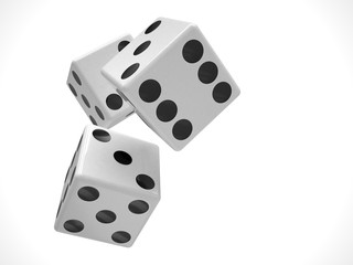 three dices on white
