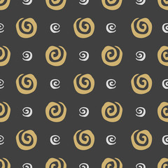  Vector seamless pattern spiral in doodle style. Hand drawing.