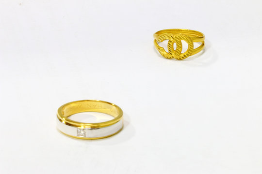 Gold and diamond ring  on the isolated background
