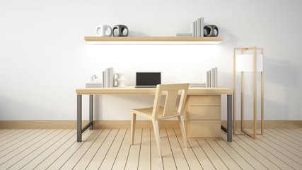 Modern interior Working room and office 3d render