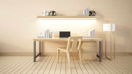 Modern interior Working room and office 3d render
