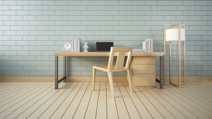 Modern interior Working room and office 3d render