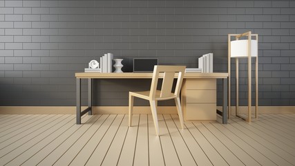 Modern interior Working room and office 3d render