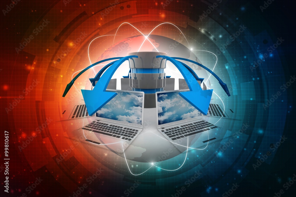 Poster 3d rendering technology computer network