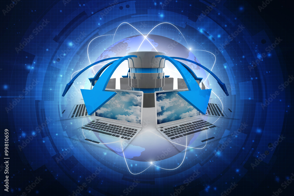 Poster 3d rendering technology computer network