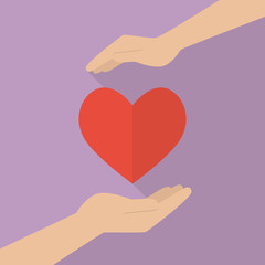 Hands holding heart icon