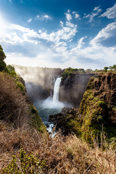 The Victoria falls with dramatic sky