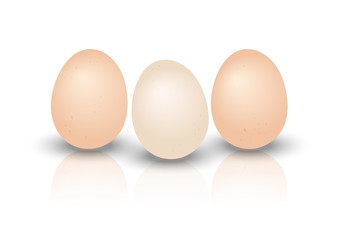 Three eggs. Isolated on white background