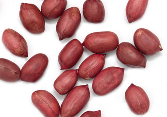 Peanuts on a white background