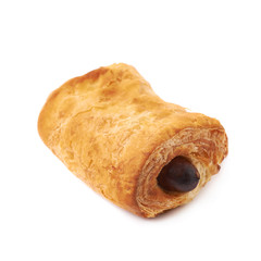 Pastry bun with sausage isolated