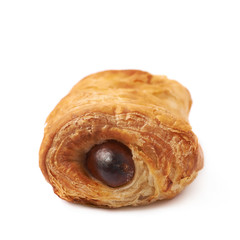 Pastry bun with sausage isolated