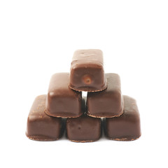 Chocolate coated candy bar isolated