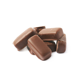 Chocolate coated candy bar isolated