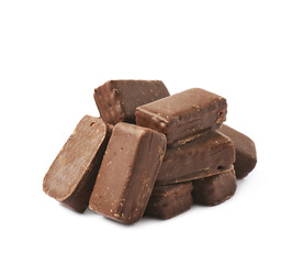 Pile of chocolate candies isolated