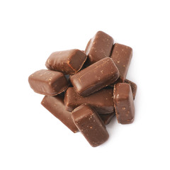 Pile of chocolate candies isolated