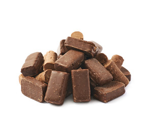 Pile of chocolate candies isolated