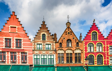 Fototapeta na wymiar Bruges, Belgium. Colorful houses in Markt, Flanders.