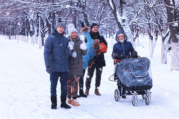 big family walking