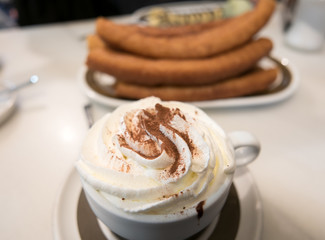 Hot chocolate and fried dough