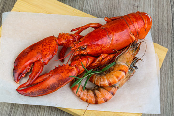 Lobster and shrimps