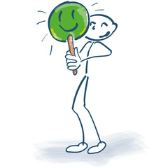 Strichmännchen mit grünen Schildchen und Ja wir machen es
