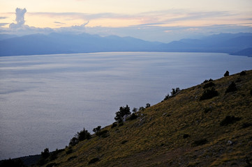 Fototapeta na wymiar Lake Ohrid at sunset