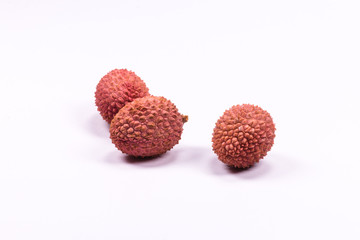 lychees on white background
