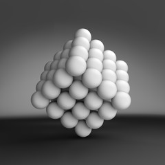 Cube formed by many spheres. 3d vector illustration.