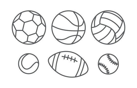 Sports balls in linear style