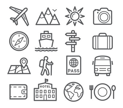 Travel and Tourism Line Icons