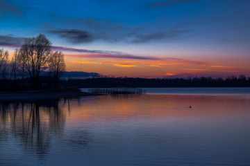 Fototapeta na wymiar Sonnenuntergang an der Schladitzer Bucht