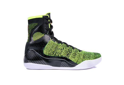 Modern high-top green and black basketball shoe sneaker