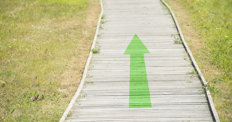 Obraz premium Arrow pointing forward on nature trail