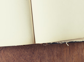 Close up of old vintage book with blank page