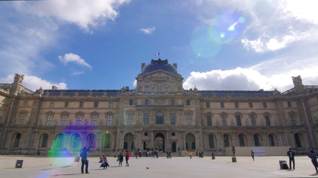 Louvre and blue sky pan