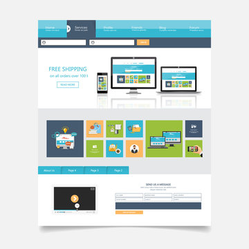 Colorful Business One page website design template. Vector Design.
