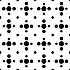 Black and white cross polka dot seamless pattern