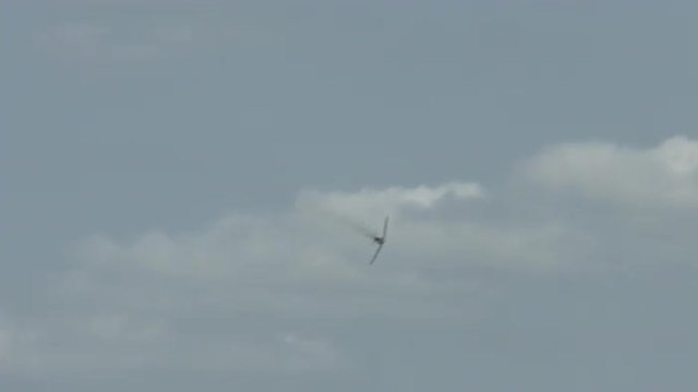 North American F-86 Sabre jet fighter executes fast maneuvers .  Recorded in 4K, ultra high definition.