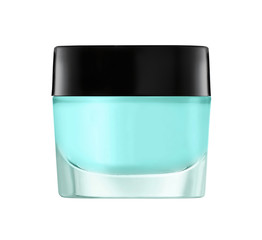 glass jar of face cream isolated on white