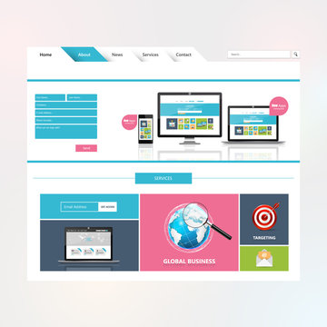 Minimalistic Colorful Business website design template. Vector Design.
