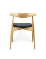 Modern Wood Chair with Black Leather Pad, Rear View